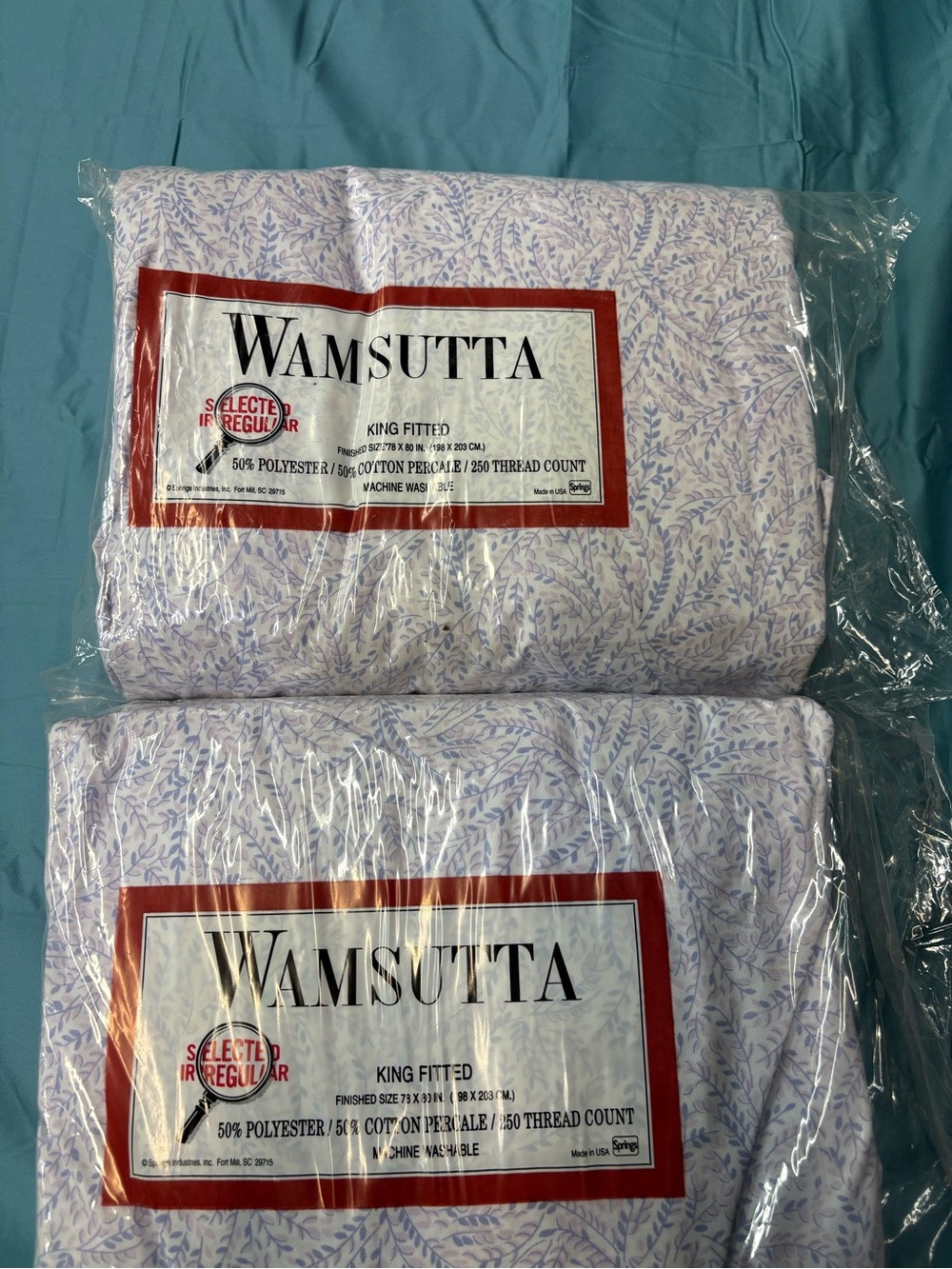 Bundle of 2 Wamsutta Lilac Leaf King Fitted Sheet - Wamsutta